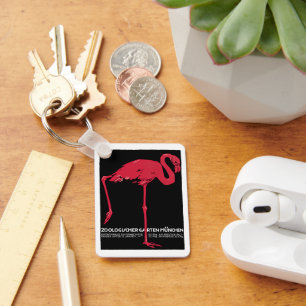 Vintage Bird Pink Flamingo at Germany Munich Zoo Keychain