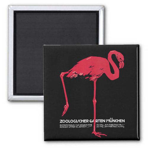 Vintage Bird Pink Flamingo at Germany Munich Zoo Magnet