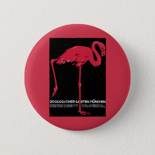 Vintage Bird Pink Flamingo at Germany Munich Zoo Pinback Button