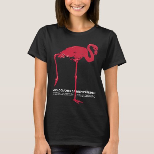 Vintage Bird Pink Flamingo at Germany Munich Zoo T_Shirt