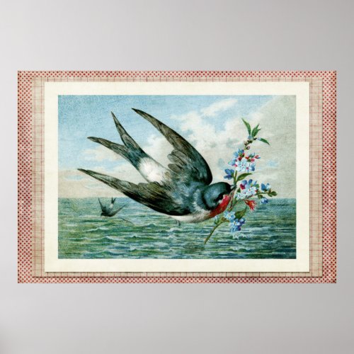 Vintage Bird Poster for furniture decoupage paper