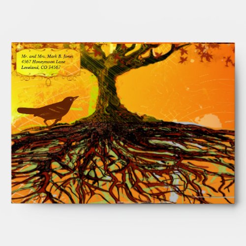 Vintage Bird Roots of Love Fall Tree  Envelope