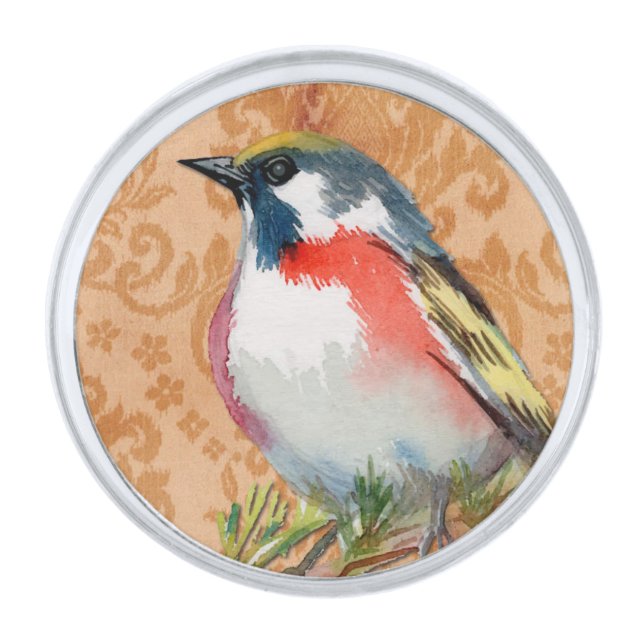 Vintage Bird Silver Finish Lapel Pin (Front)