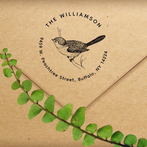 Vintage Bird Simple Family Name Return Address Self_inking Stamp