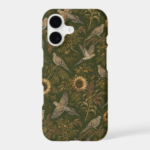 Vintage Bird & Sunflower Pattern Dark Green Bota iPhone 17 Case