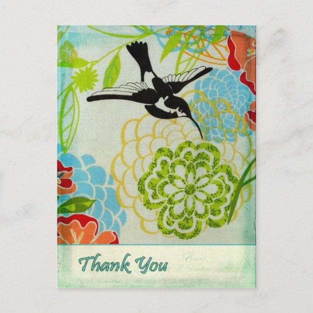 Vintage Bird Thank You Postcard (Front)
