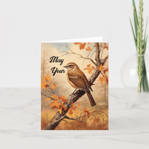 Vintage Bird Thanksgiving Card