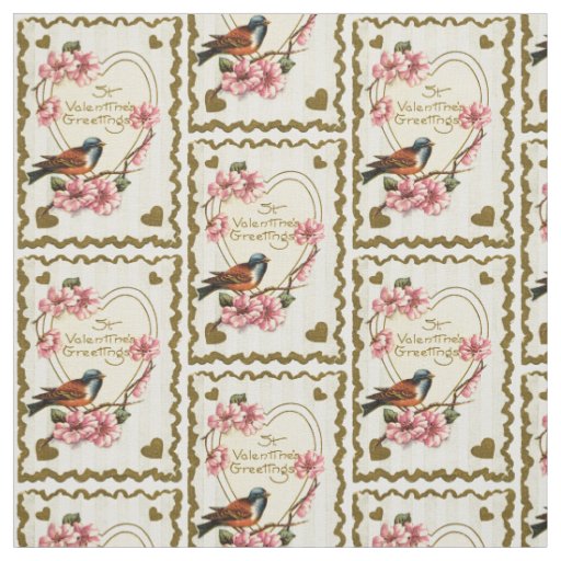 Vintage Bird Valentine Fabric