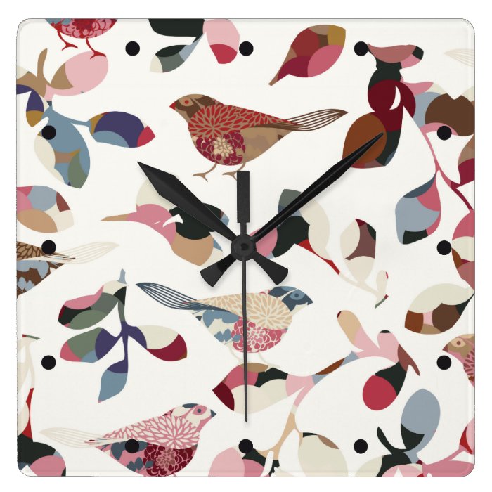 Vintage bird wallpaper clock