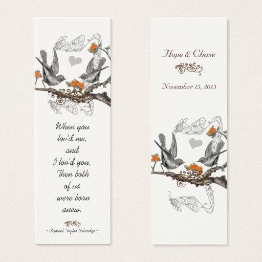 Customizable Vintage Bird Wedding Tags Business Card