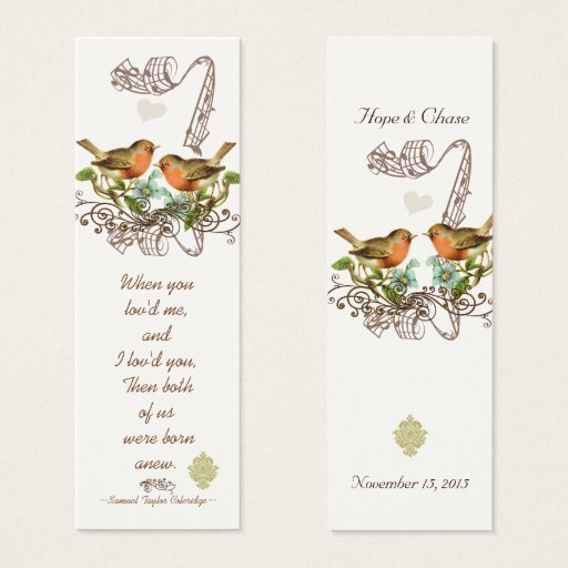 Customizable Vintage Bird Wedding Tags Business Card