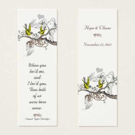 Customizable Vintage Bird Wedding Tags Business Cards