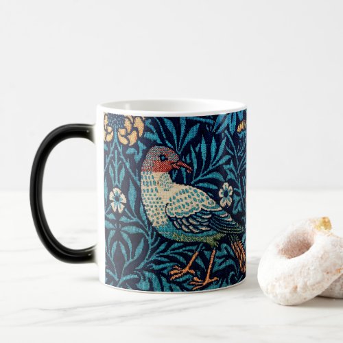 Vintage bird William Morris floral art  Magic Mug