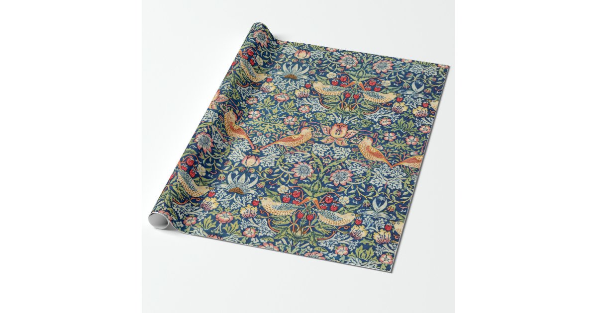 Vintage bird william morris floral art wrapping paper | Zazzle