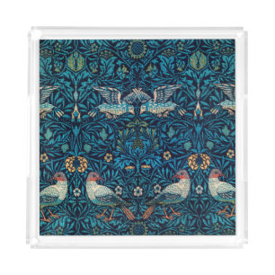 Vintage bird William Morris floral Birds art Acrylic Tray