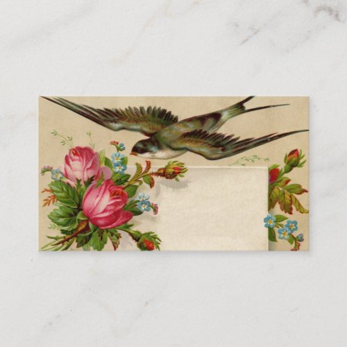Vintage Bird With Flowers Business Card