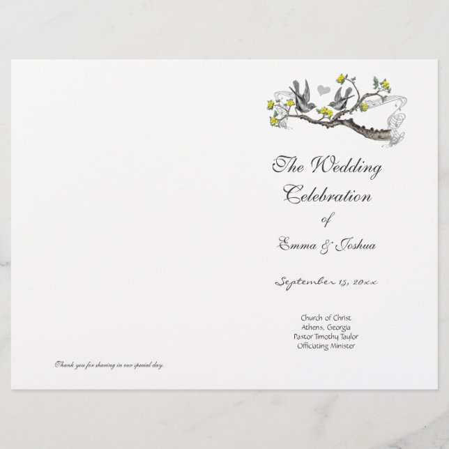 Vintage Bird Yellow & Gray Program Cover (Front)