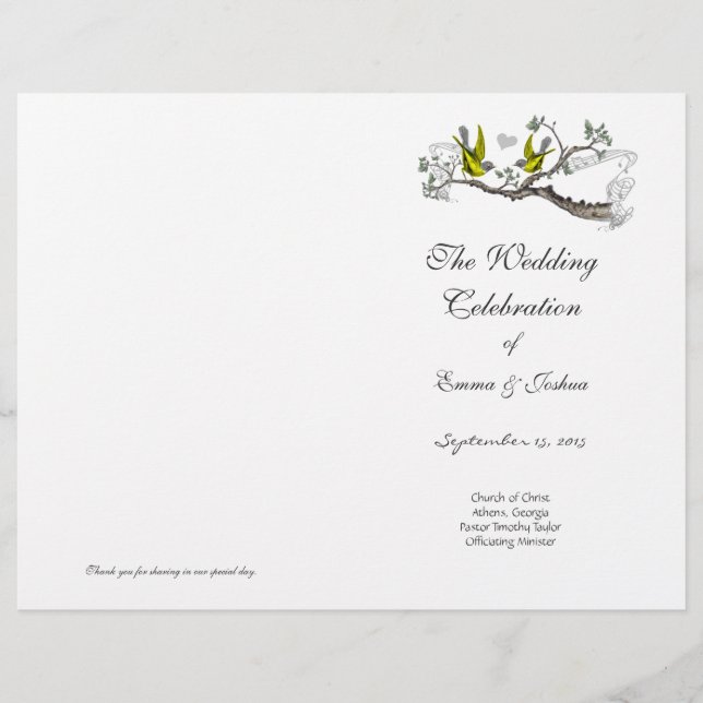 Vintage Bird Yellow & Gray Program Cover (Front)