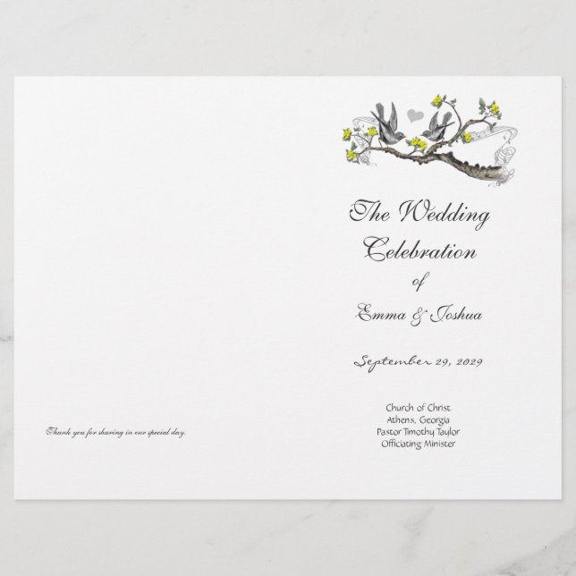 Vintage Bird Yellow & Gray Program Cover (Front)