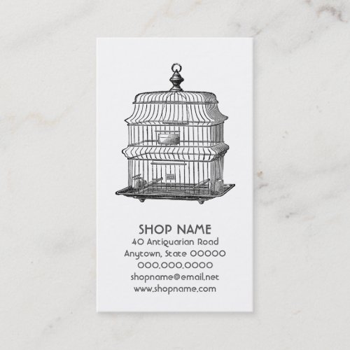 Vintage Birdcage Antiques And Collectibles Business Card
