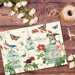 Vintage Birdcage, Butterflies &amp; Birds Decoupage Tissue Paper