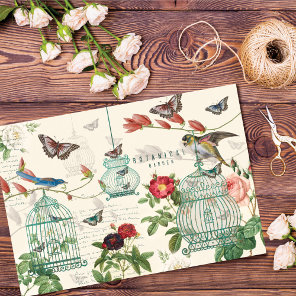 Vintage Birdcage, Butterflies & Birds Decoupage Tissue Paper