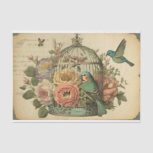 Vintage birdcage floral decoupage tissue paper