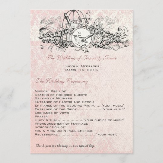 Vintage Birdcage Musical Scroll Wedding Menu Zazzle Com