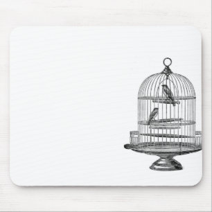 Vintage Birdcage with Birds...mousepad Mouse Pad