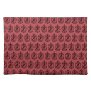 Vintage BirdCages on Red Cloth Placemat