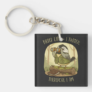 Vintage Birder Life – I Twitch Therefore I Am  Keychain