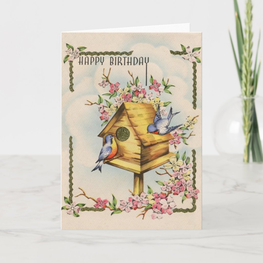 Vintage Birdhouse Birthday Card Zazzle