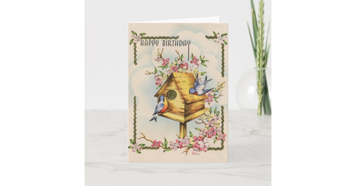 Vintage Birdhouse Birthday Card Zazzle