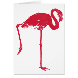 Vintage Birds, a Pink Flamingo with One Leg Up Cards
