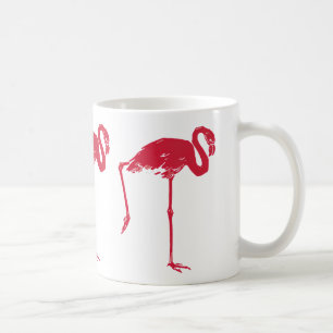 Vintage Birds, a Pink Flamingo with One Leg Up Coffee Mug