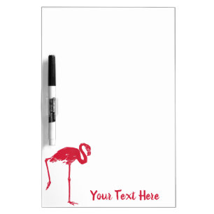 Vintage Birds, a Pink Flamingo with One Leg Up Dry Erase Board