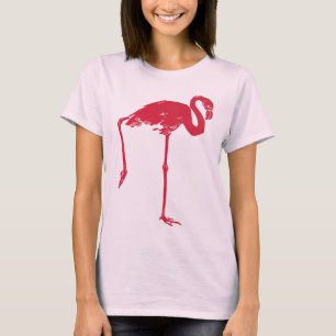 Vintage Birds, a Pink Flamingo with One Leg Up T-Shirt