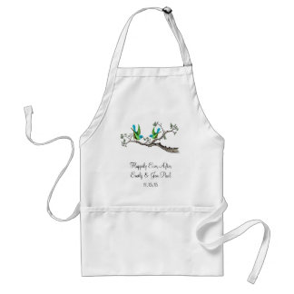 Vintage Birds Apple Green & Aqua Adult Apron