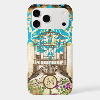 Vintage Birds Birdcage Cherry Blossom Damask iPhone 17 Pro Max Case