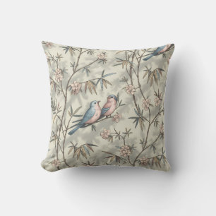 Vintage Birds & Blossoms Throw Pillow