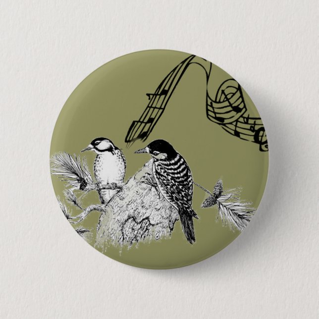Vintage Birds Button (Front)