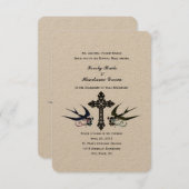 Vintage Birds Catholic Small Wedding Invitation (Front/Back)