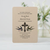 Vintage Birds Catholic Small Wedding Invitation (Standing Front)