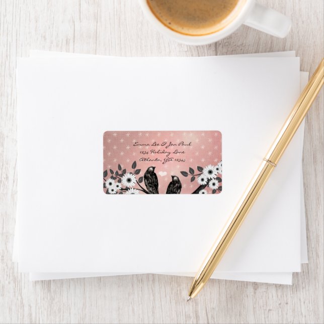 Vintage Birds Christmas Address Label (Insitu)