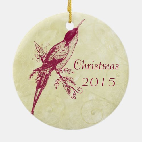 Vintage Birds  Christmas Couples Photo Ornament