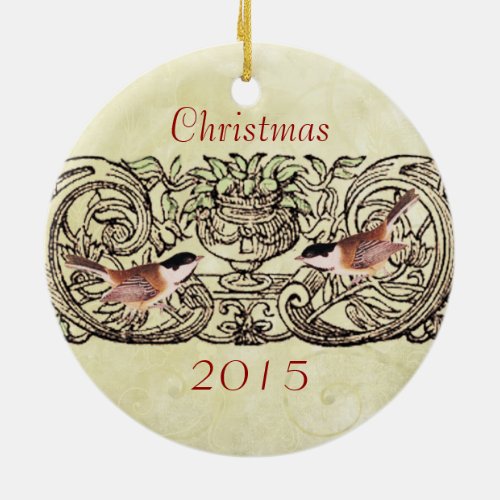 Vintage Birds  Christmas Couples Photo Ornament