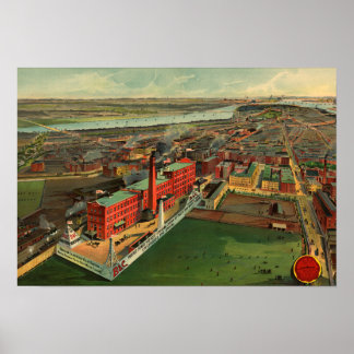 Vintage Birds Eye View of Boston Circa 1902 Poster