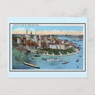 Vintage Bird's Eye View of Lower New York City Postcard