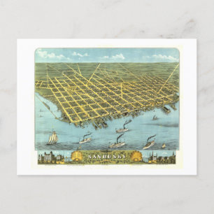 Vintage Bird's-Eye View of Sandusky, Ohio Postcard