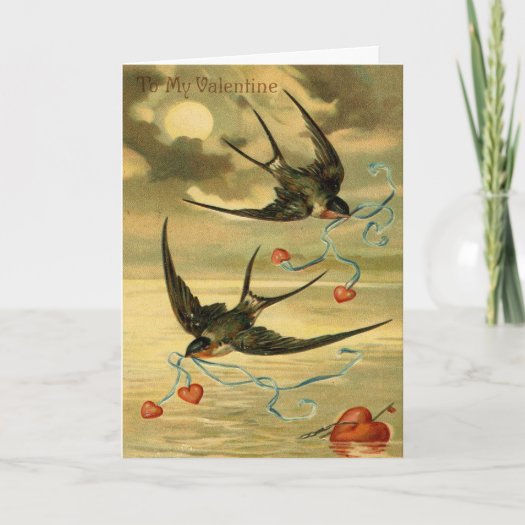 Vintage Birds & Hearts Valentine's Day Card